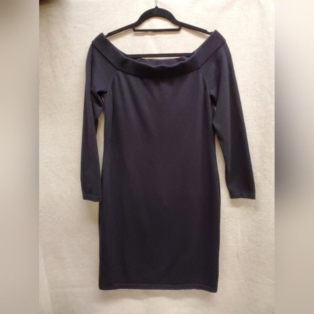 Ladies Vince Camuto Black Knit Sweater Dress Off the Shoulder in Size M
